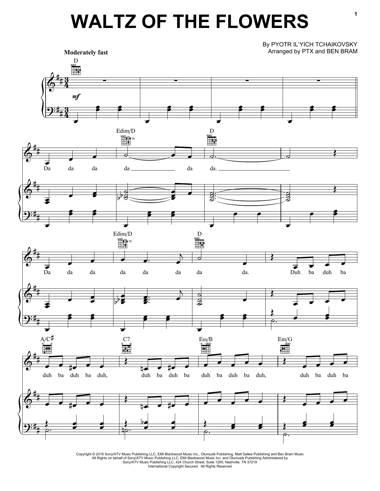 Download Pentatonix Waltz Of The Flowers Sheet Music and learn how to play Piano, Vocal & Guitar Chords (Right-Hand Melody) PDF digital score in minutes