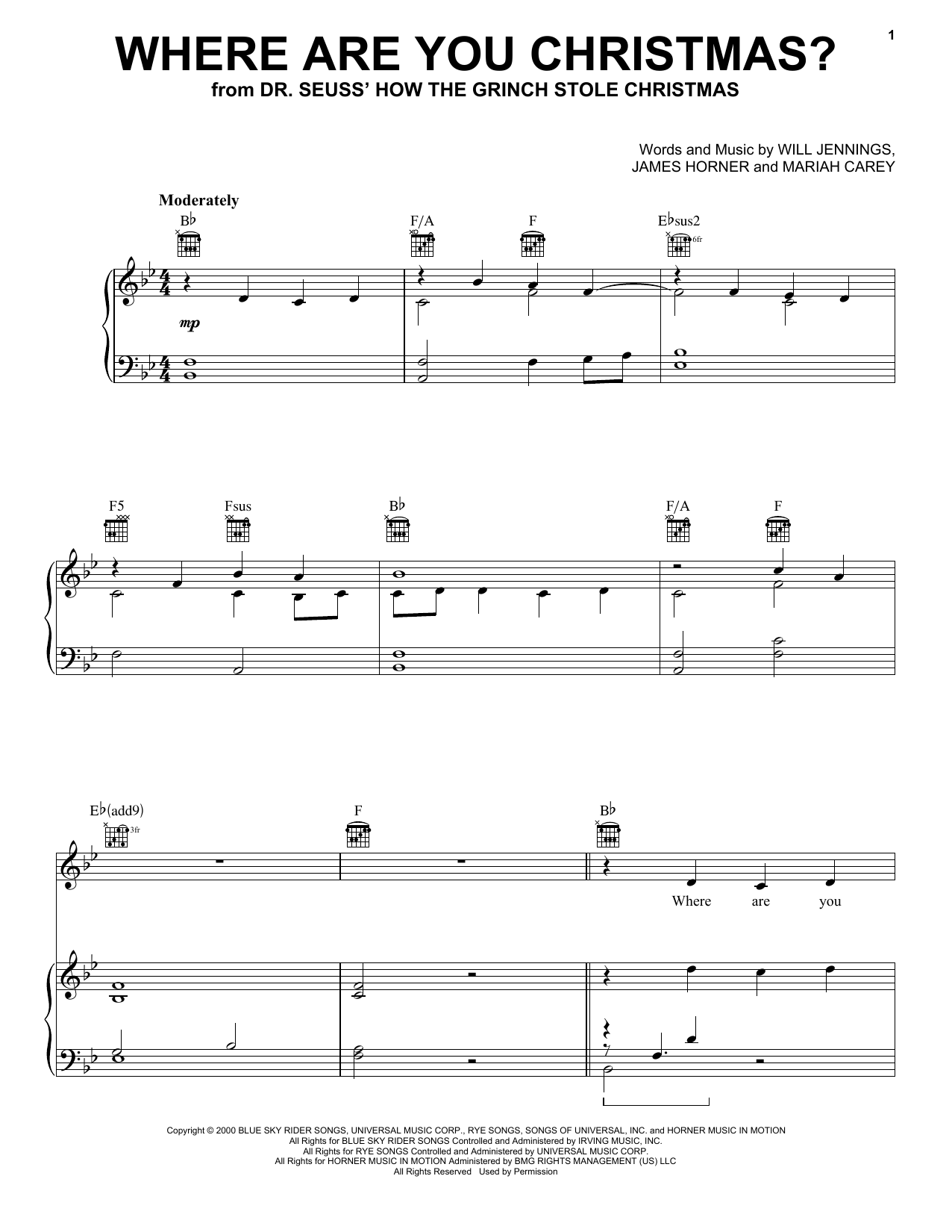 Download Pentatonix Where Are You Christmas? (from How the Grinch Stole Christmas) Sheet Music and learn how to play Piano, Vocal & Guitar Chords (Right-Hand Melody) PDF digital score in minutes