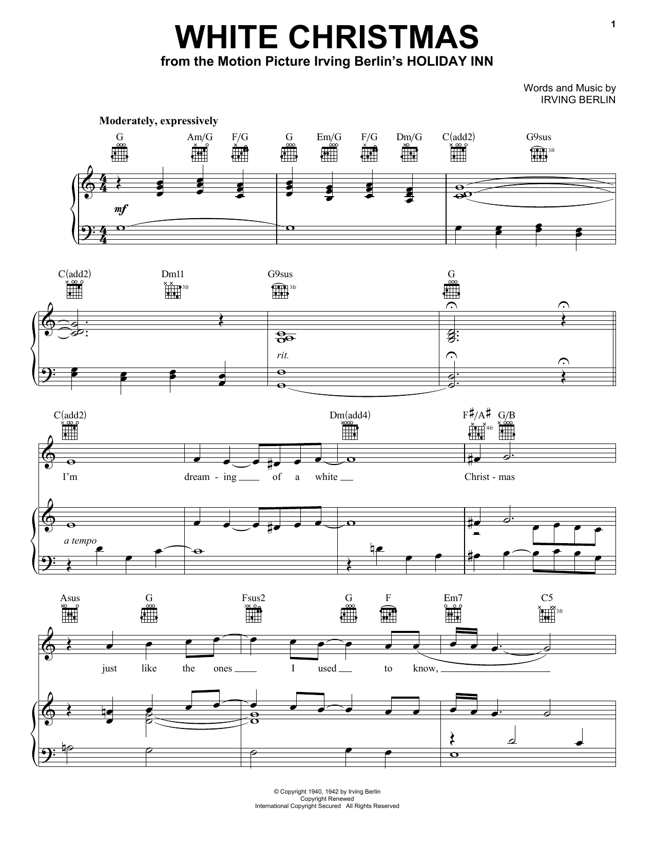 Download Pentatonix White Christmas Sheet Music and learn how to play Piano, Vocal & Guitar (Right-Hand Melody) PDF digital score in minutes
