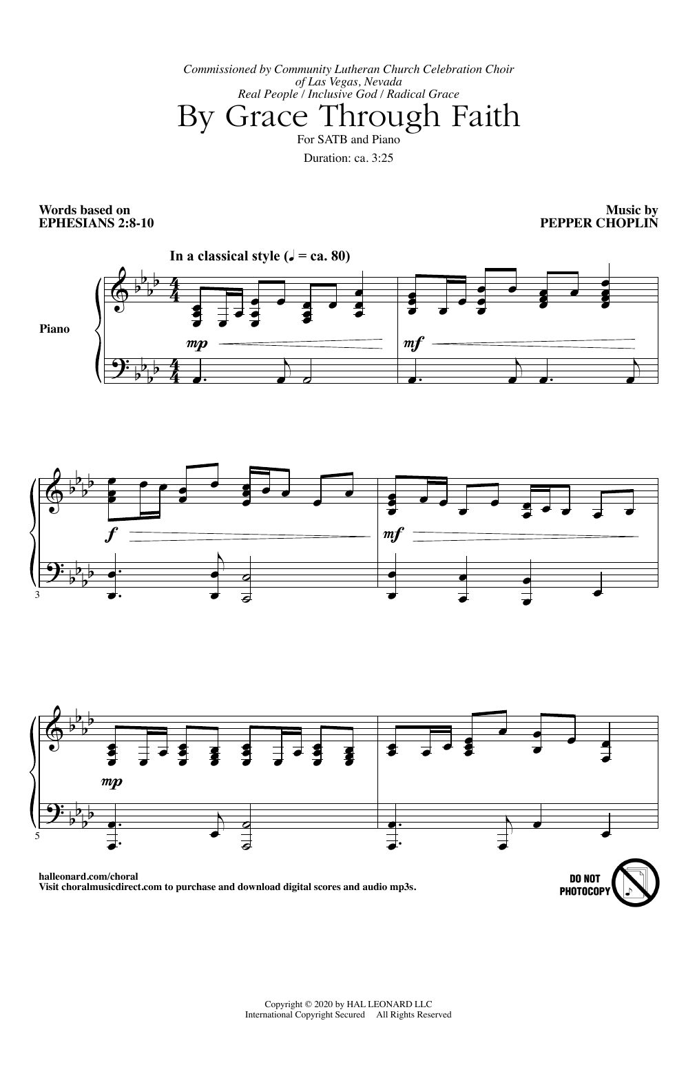 Download Pepper Choplin By Grace Through Faith Sheet Music and learn how to play SATB Choir PDF digital score in minutes