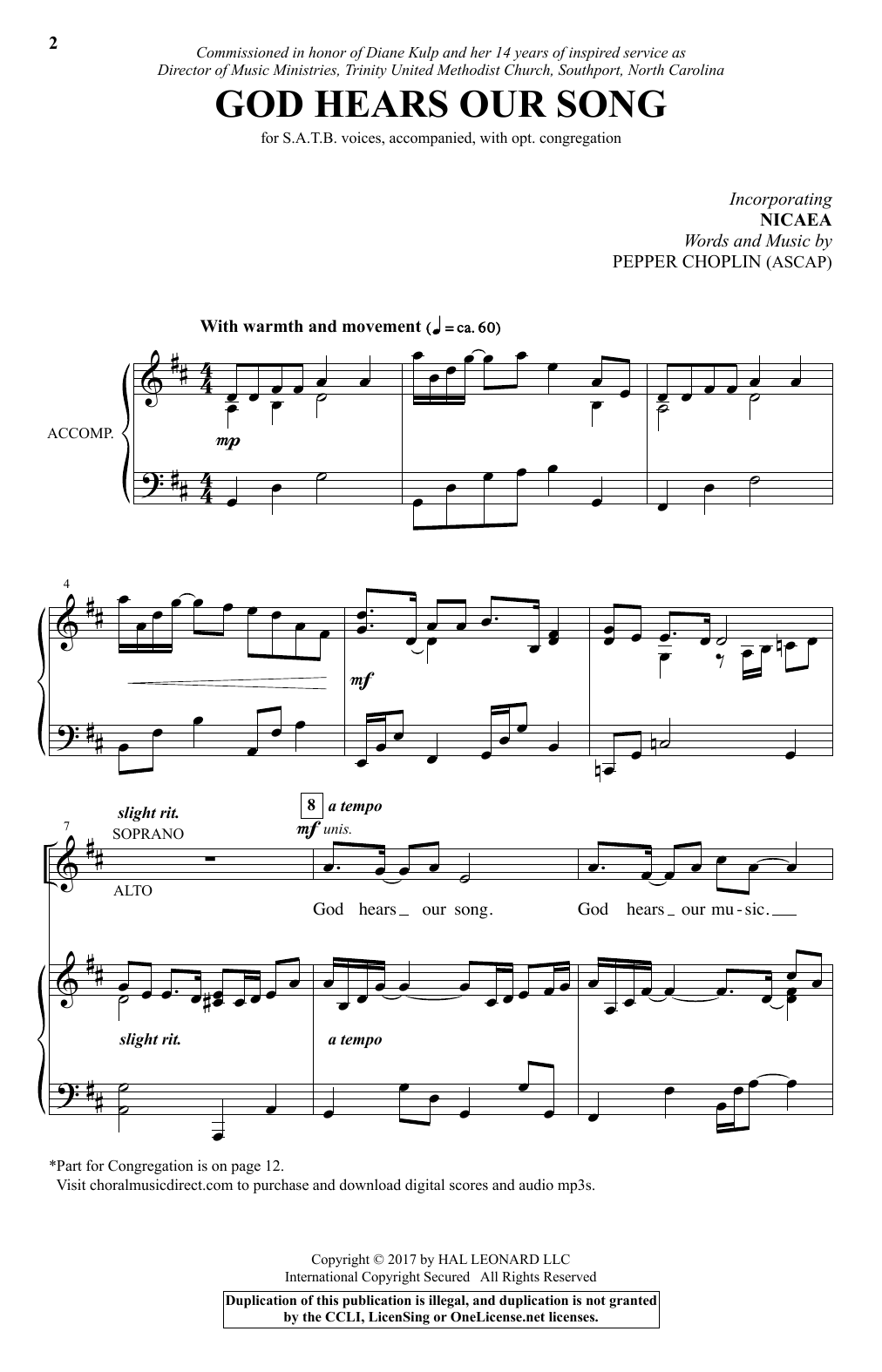 Download Pepper Choplin God Hears Our Song Sheet Music and learn how to play SATB PDF digital score in minutes