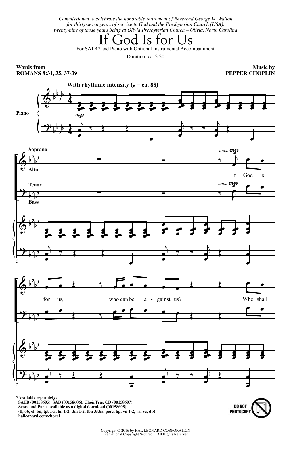 Download Pepper Choplin If God Is For Us Sheet Music and learn how to play SAB PDF digital score in minutes