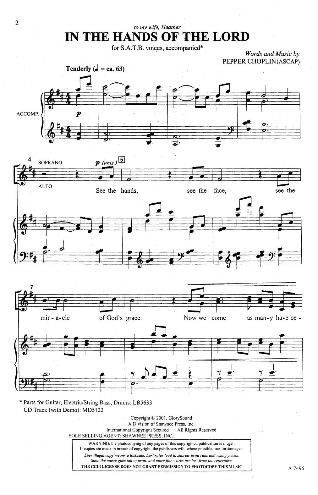 Download Pepper Choplin In The Hands Of The Lord Sheet Music and learn how to play SATB Choir PDF digital score in minutes