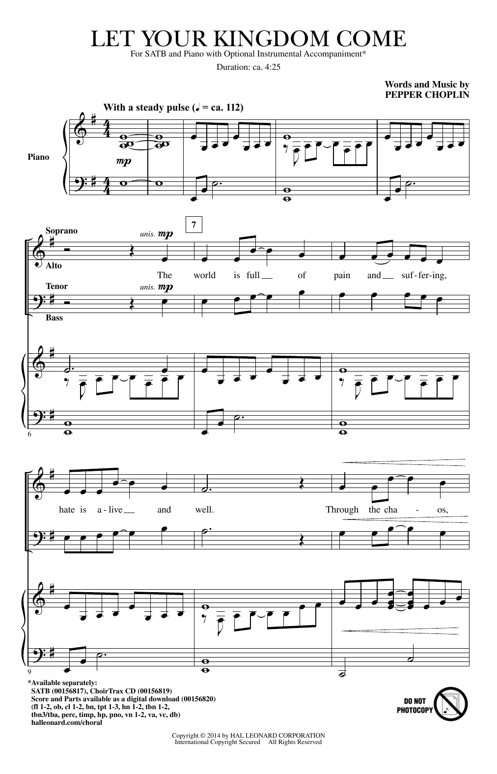 Download Pepper Choplin Let Your Kingdom Come Sheet Music and learn how to play SATB PDF digital score in minutes