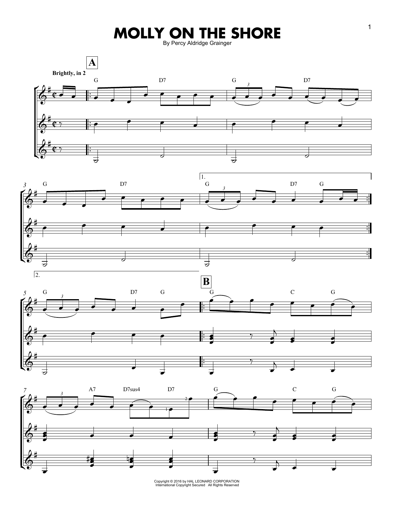Download Percy Aldridge Grainger Molly On The Shore Sheet Music and learn how to play Xylophone Solo PDF digital score in minutes
