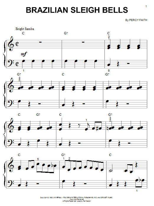 Download Percy Faith Brazilian Sleigh Bells Sheet Music and learn how to play Tenor Saxophone PDF digital score in minutes