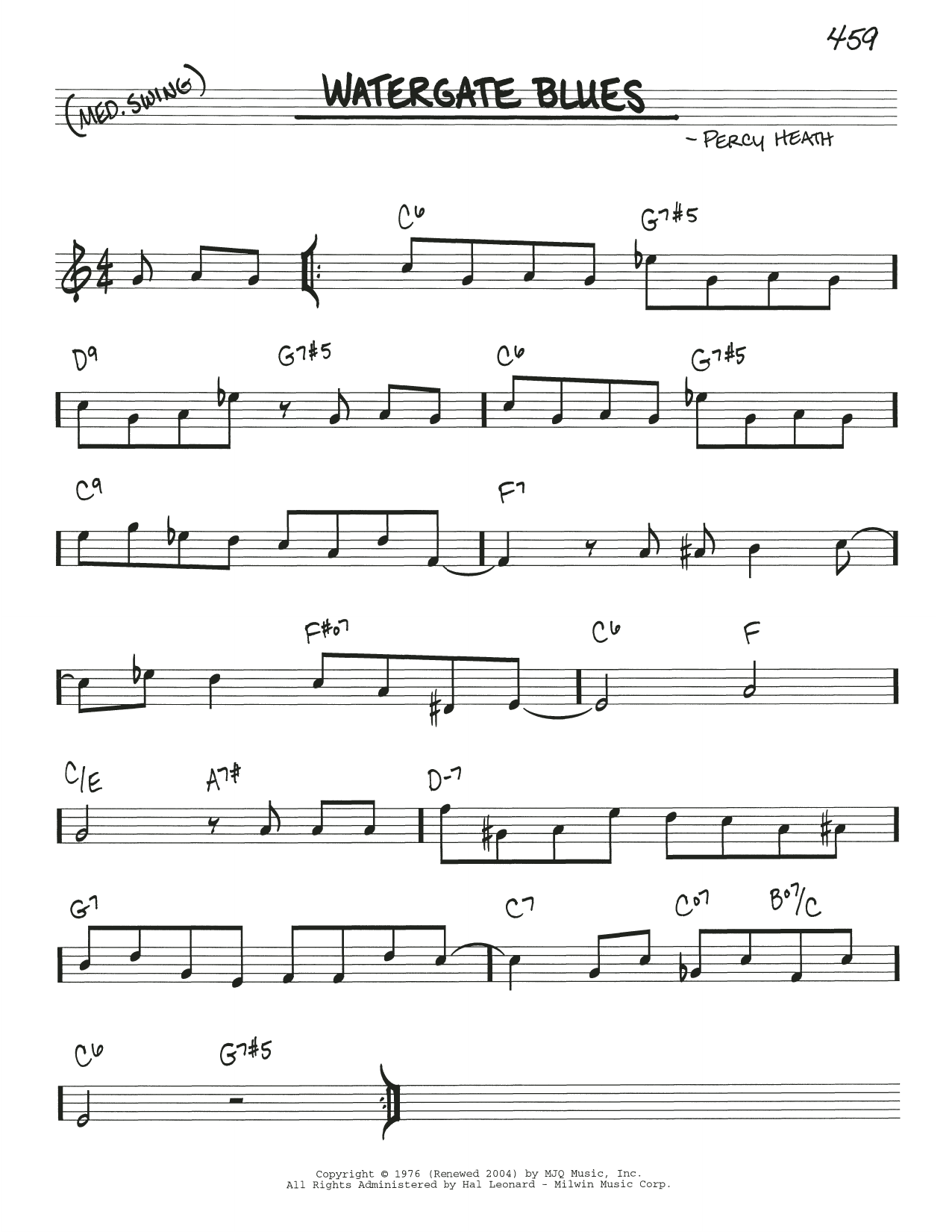 Download Percy Heath The Watergate Blues Sheet Music and learn how to play Real Book – Melody & Chords PDF digital score in minutes