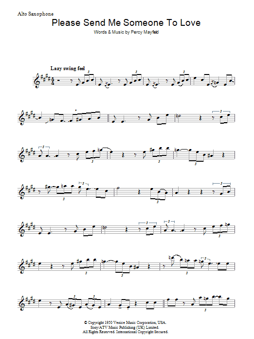 Download Percy Mayfield Please Send Me Someone To Love Sheet Music and learn how to play Alto Saxophone PDF digital score in minutes
