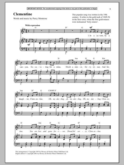 Download Percy Montrose Clementine Sheet Music and learn how to play Piano PDF digital score in minutes