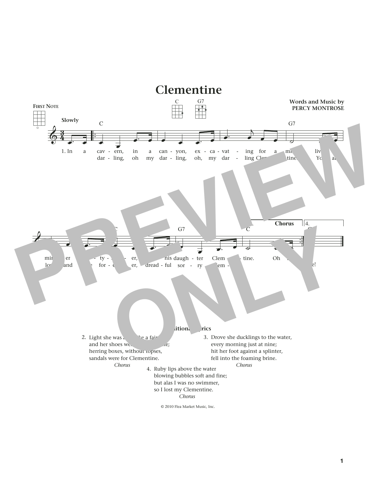 Download Percy Montrose (Oh, My Darling) Clementine Sheet Music and learn how to play Ukulele PDF digital score in minutes