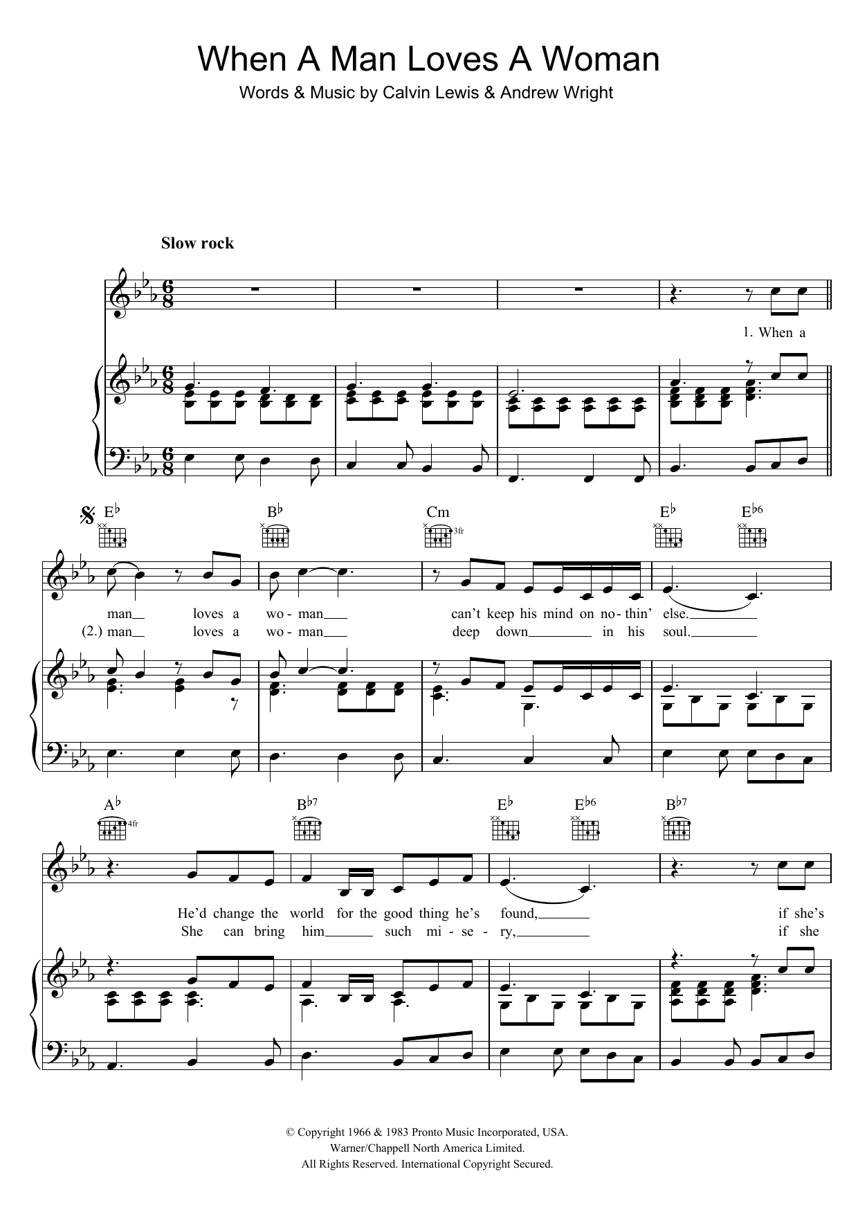 Download Percy Sledge When A Man Loves A Woman Sheet Music and learn how to play Real Book – Melody & Chords PDF digital score in minutes