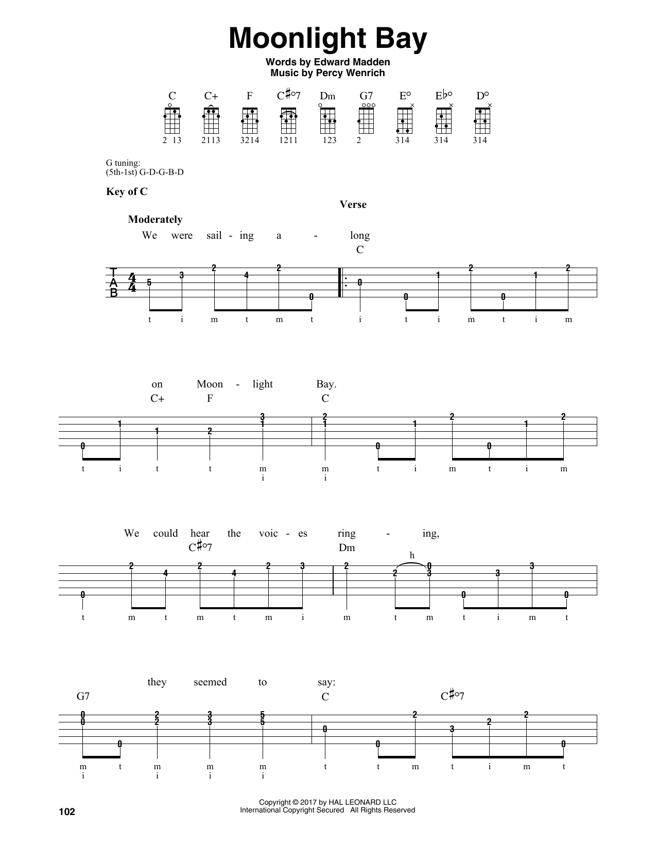 Download Percy Wenrich Moonlight Bay Sheet Music and learn how to play Banjo PDF digital score in minutes