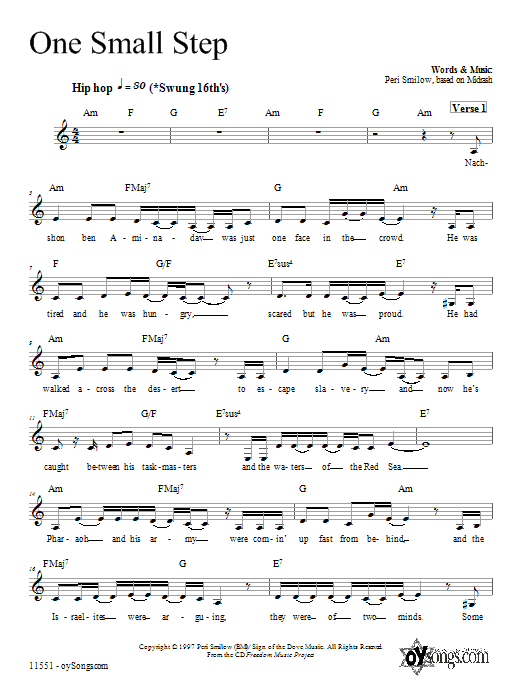 Download Peri Smilow One Small Step Sheet Music and learn how to play Melody Line, Lyrics & Chords PDF digital score in minutes