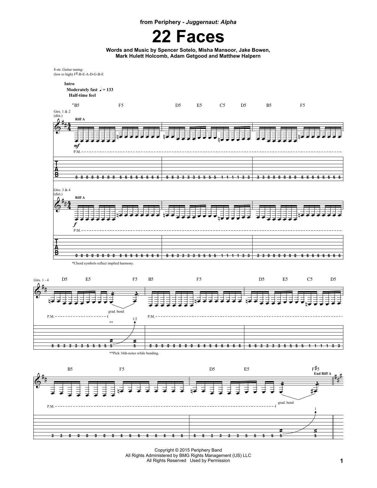 Download Periphery 22 Faces Sheet Music and learn how to play Guitar Tab PDF digital score in minutes