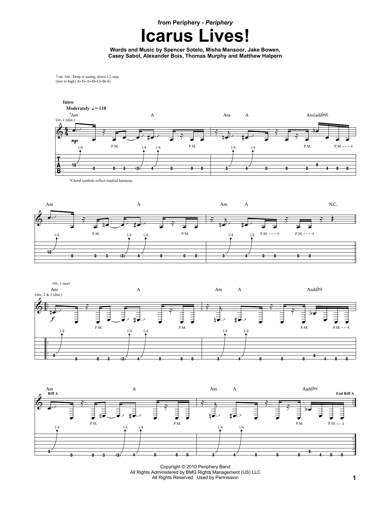 Download Periphery Icarus Lives! Sheet Music and learn how to play Guitar Tab PDF digital score in minutes