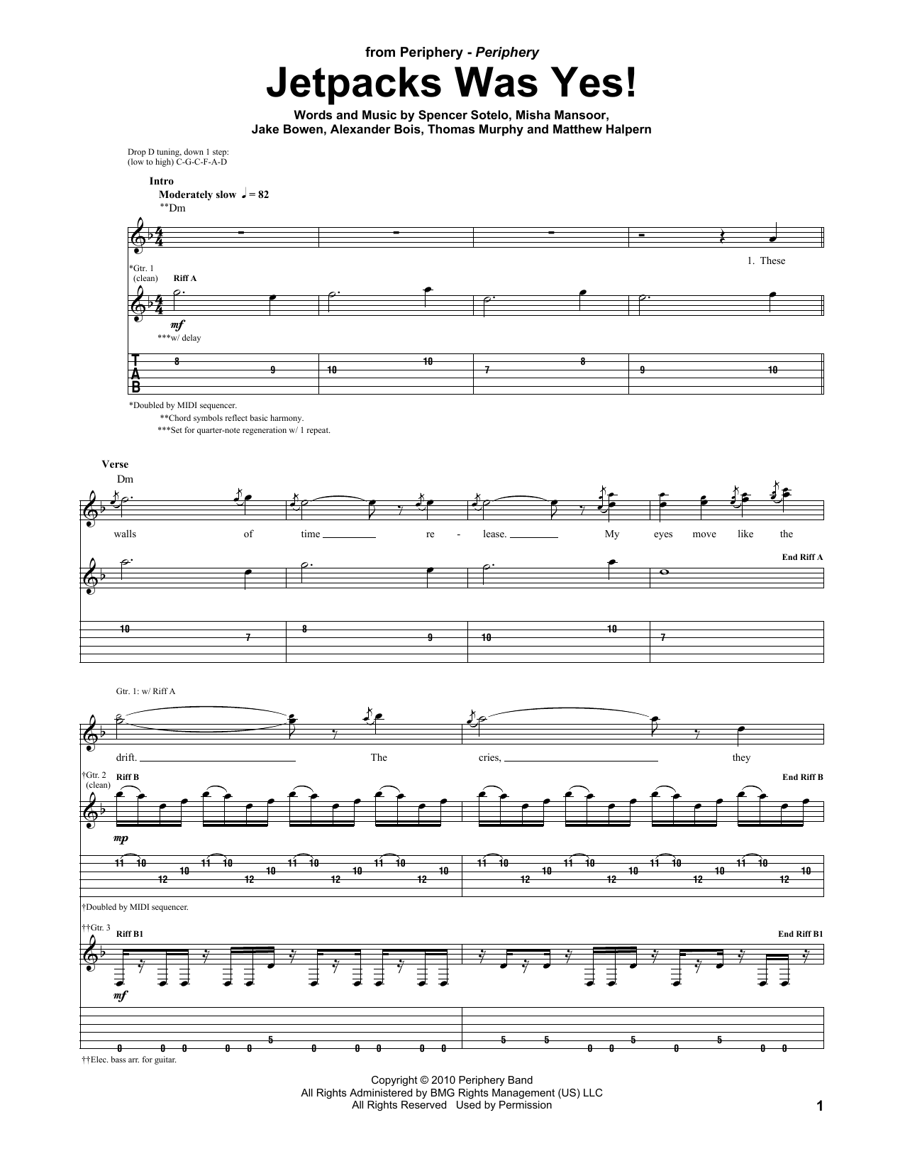 Download Periphery Jetpacks Was Yes! Sheet Music and learn how to play Guitar Tab PDF digital score in minutes