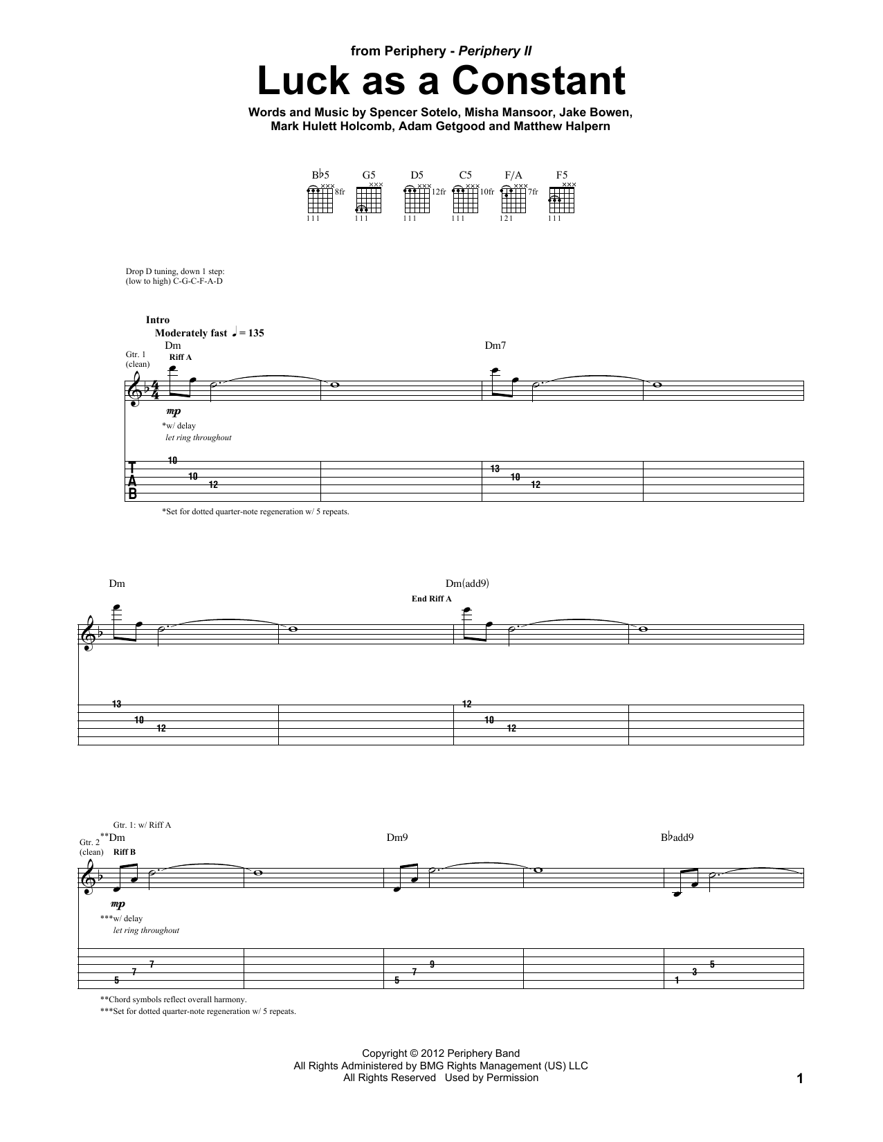 Download Periphery Luck As A Constant Sheet Music and learn how to play Guitar Tab PDF digital score in minutes