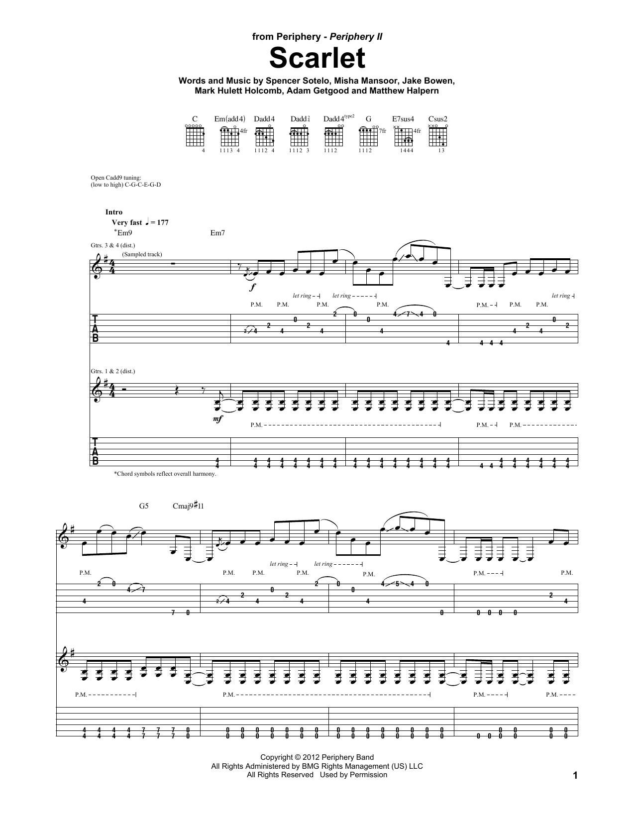Download Periphery Scarlet Sheet Music and learn how to play Guitar Tab PDF digital score in minutes