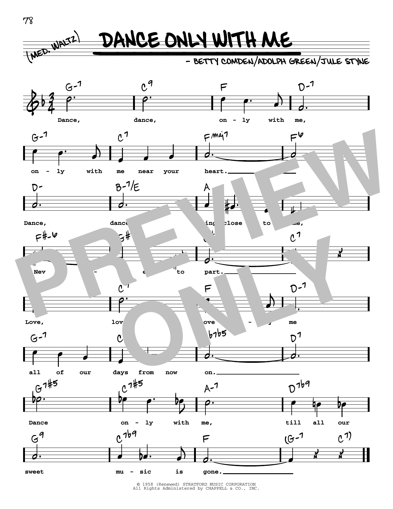 Download Perry Como Dance Only With Me (High Voice) Sheet Music and learn how to play Real Book – Melody, Lyrics & Chords PDF digital score in minutes