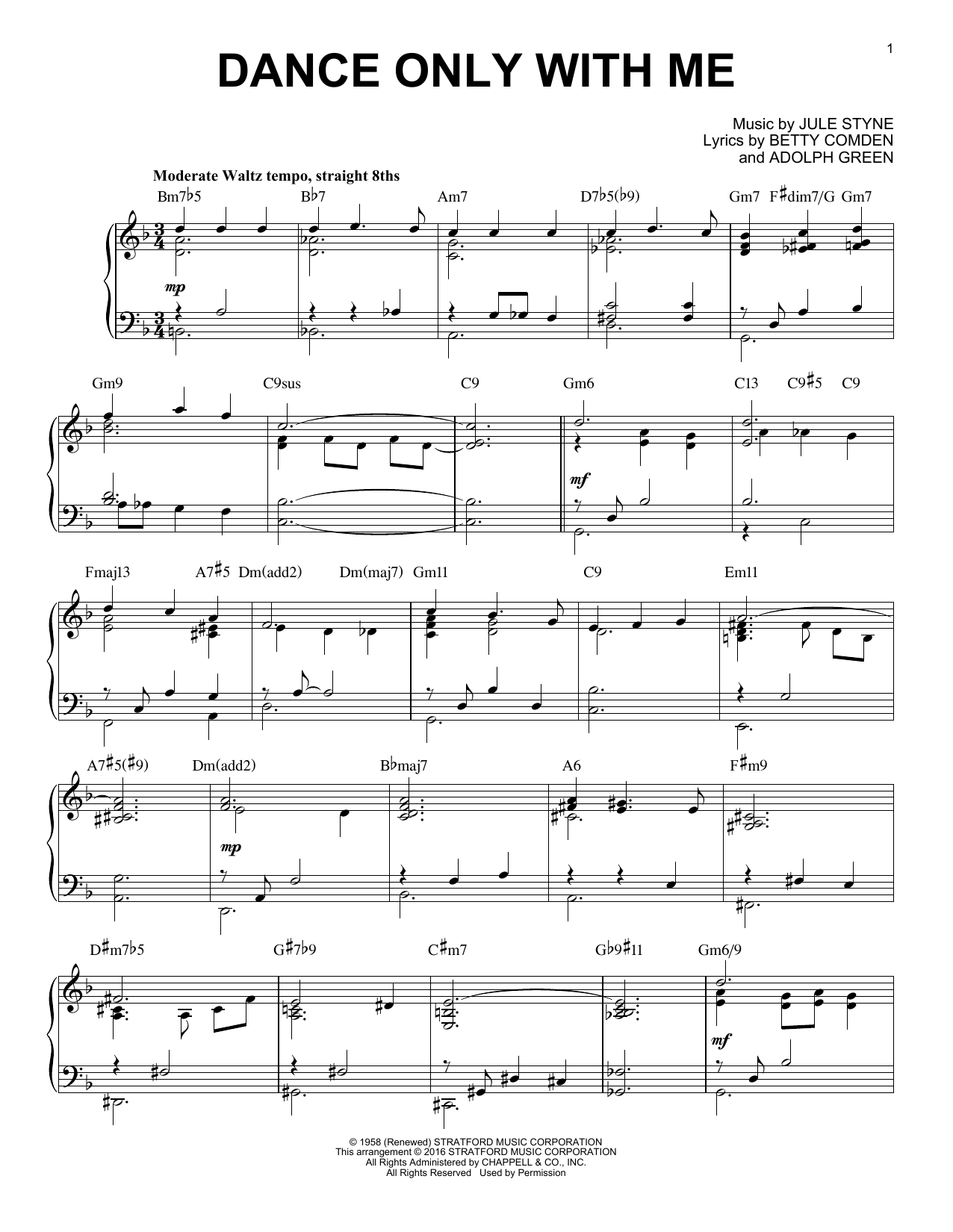 Download Perry Como Dance Only With Me Sheet Music and learn how to play Piano PDF digital score in minutes
