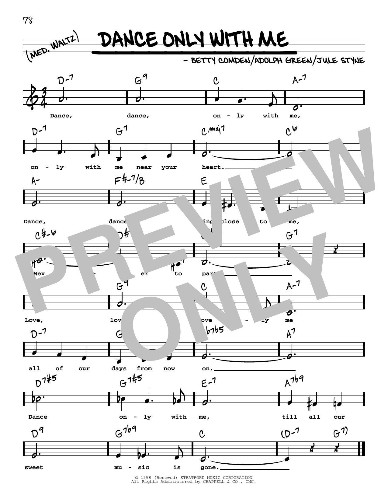 Download Perry Como Dance Only With Me (Low Voice) Sheet Music and learn how to play Real Book – Melody, Lyrics & Chords PDF digital score in minutes