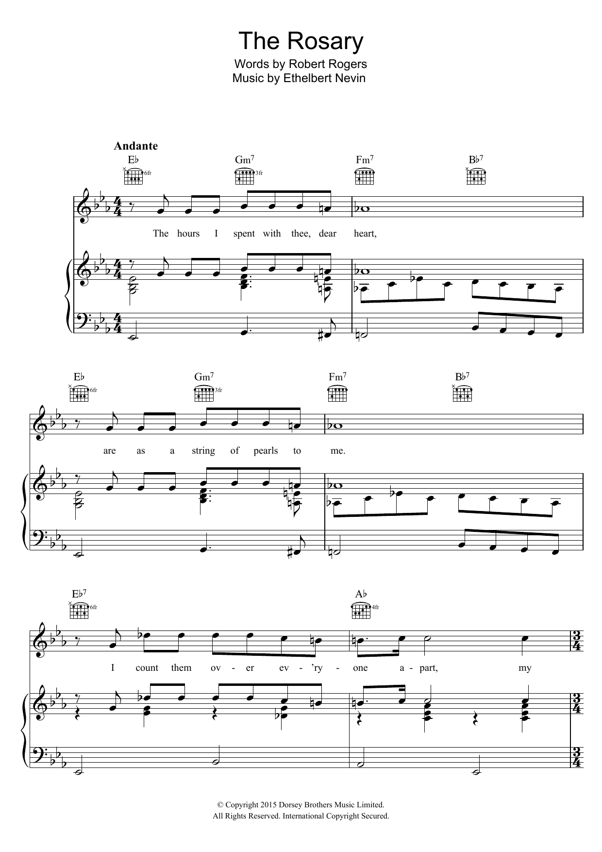 Download Perry Como The Rosary Sheet Music and learn how to play Piano, Vocal & Guitar (Right-Hand Melody) PDF digital score in minutes