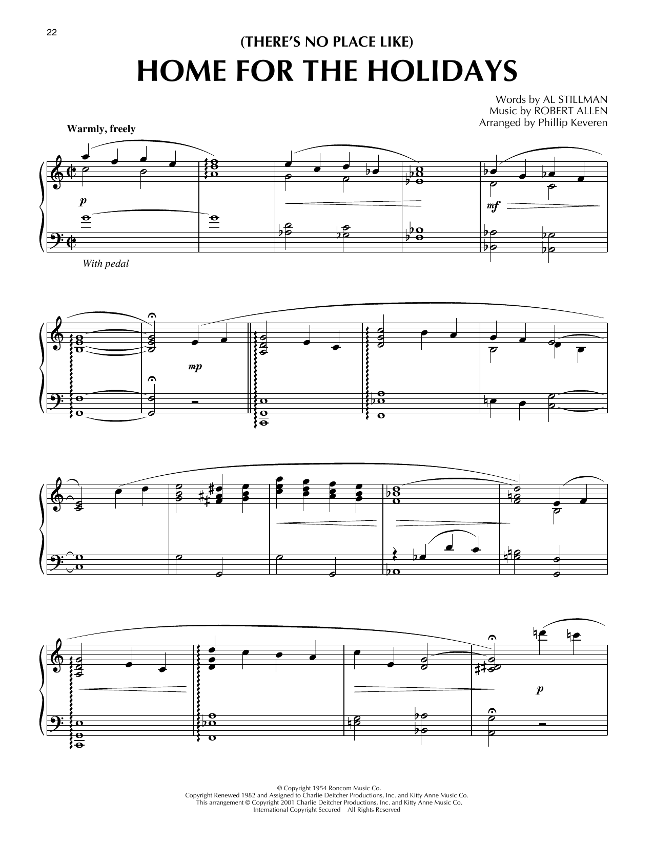 Download Perry Como (There's No Place Like) Home For The Holidays [Jazz version] (arr. Phillip Kever Sheet Music and learn how to play Piano Solo PDF digital score in minutes