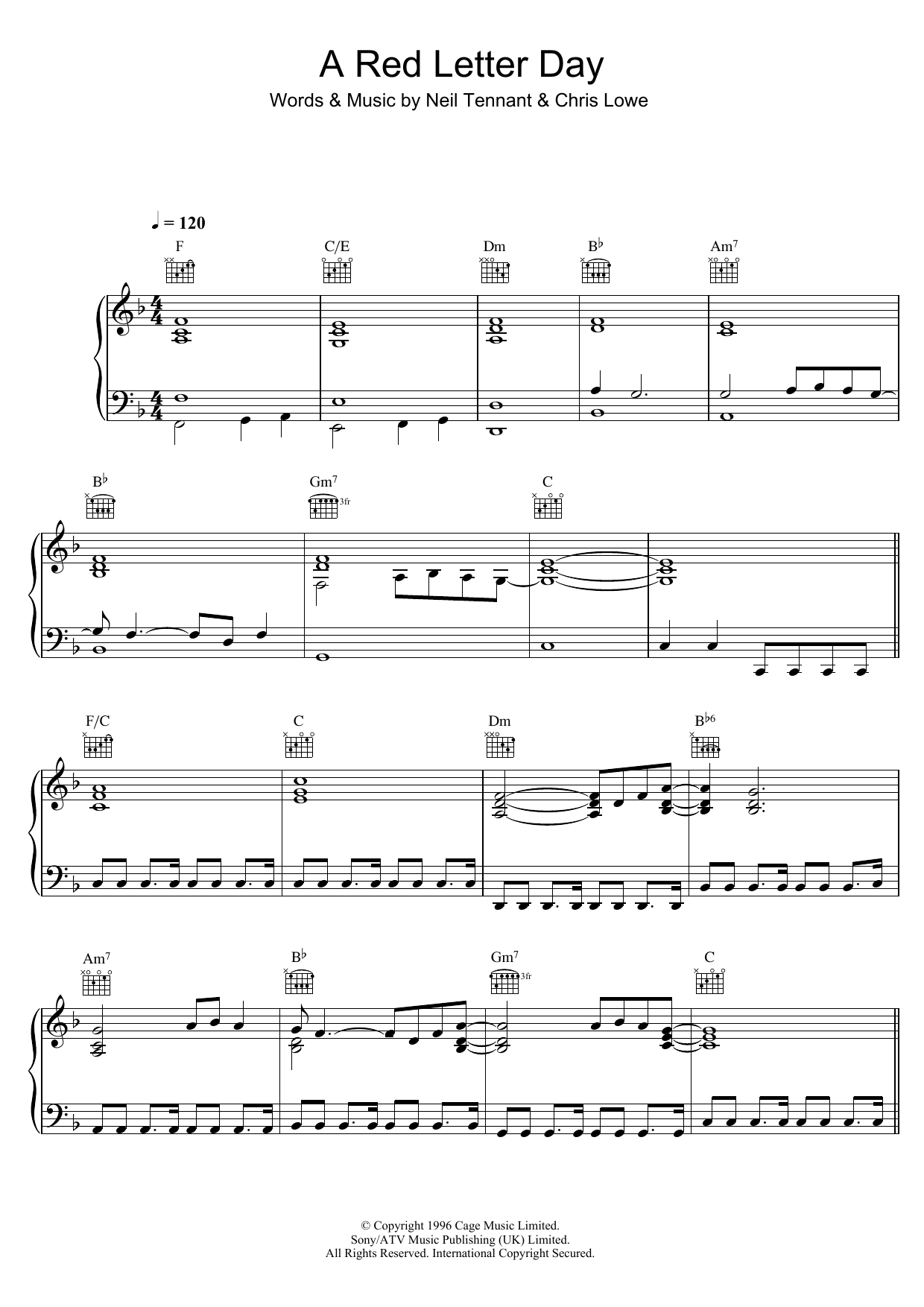 Download Pet Shop Boys A Red Letter Day Sheet Music and learn how to play Piano, Vocal & Guitar (Right-Hand Melody) PDF digital score in minutes