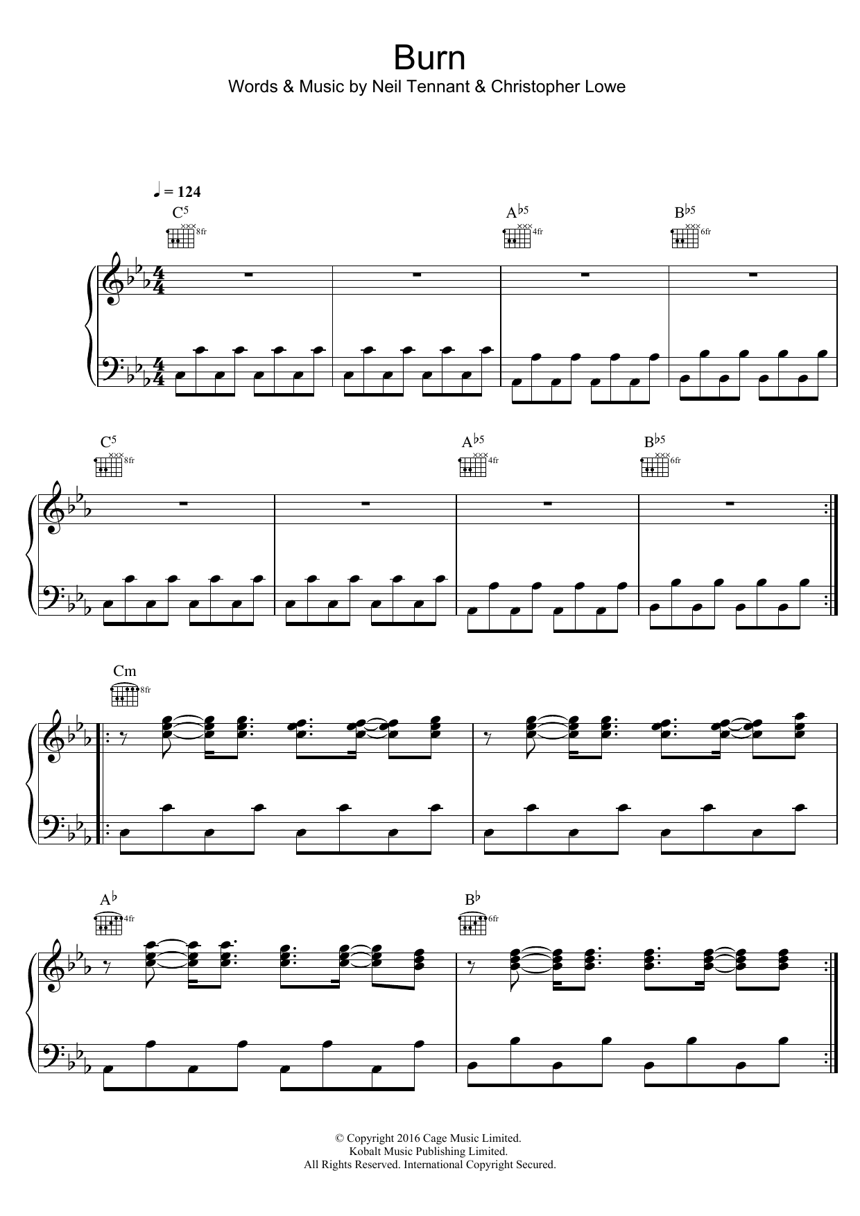 Download Pet Shop Boys Burn Sheet Music and learn how to play Piano, Vocal & Guitar (Right-Hand Melody) PDF digital score in minutes