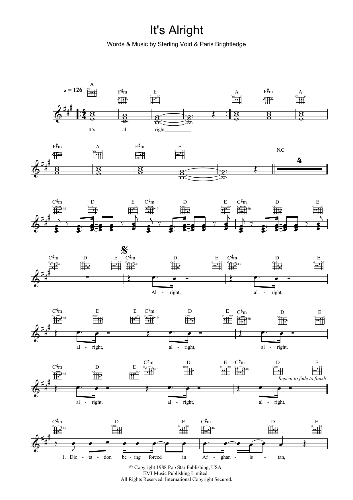 Download Pet Shop Boys It's Alright Sheet Music and learn how to play Lead Sheet / Fake Book PDF digital score in minutes