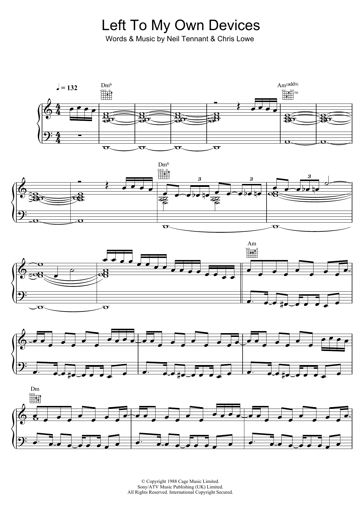 Download Pet Shop Boys Left To My Own Devices Sheet Music and learn how to play Piano, Vocal & Guitar (Right-Hand Melody) PDF digital score in minutes