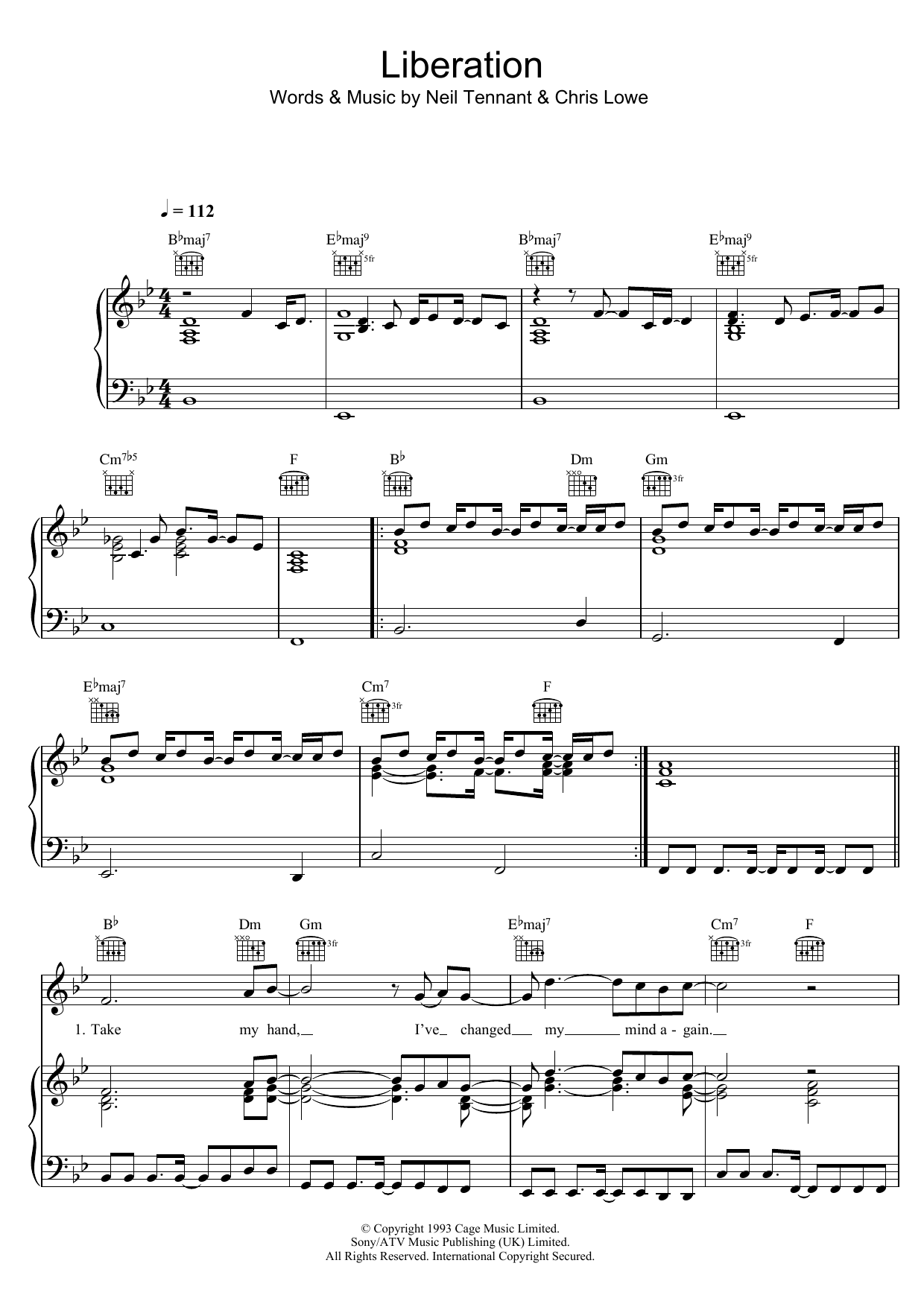 Download Pet Shop Boys Liberation Sheet Music and learn how to play Piano, Vocal & Guitar (Right-Hand Melody) PDF digital score in minutes