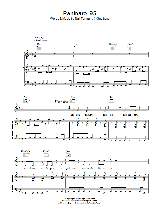 Download Pet Shop Boys Paninaro '95 Sheet Music and learn how to play Piano, Vocal & Guitar PDF digital score in minutes