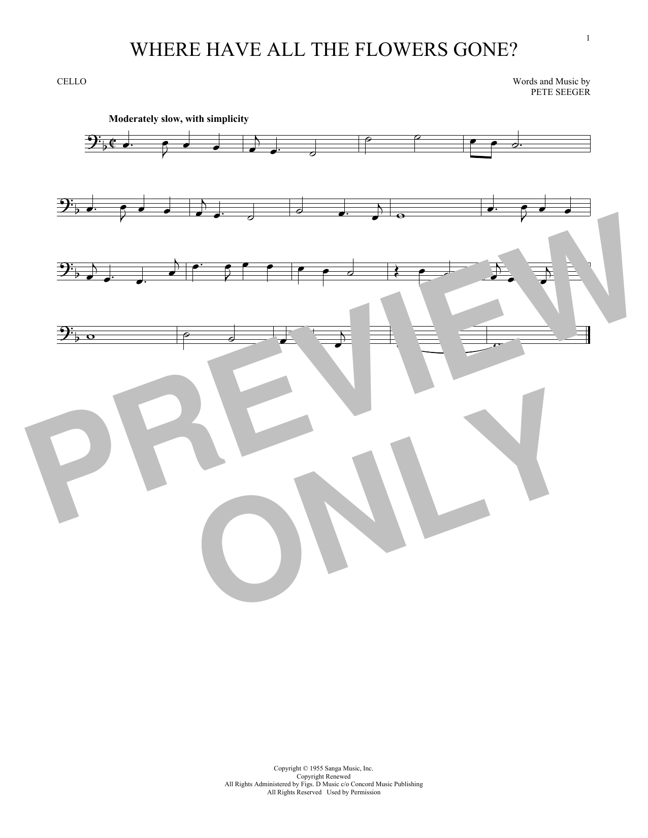 Download Pete Seeger Where Have All The Flowers Gone? Sheet Music and learn how to play French Horn Solo PDF digital score in minutes