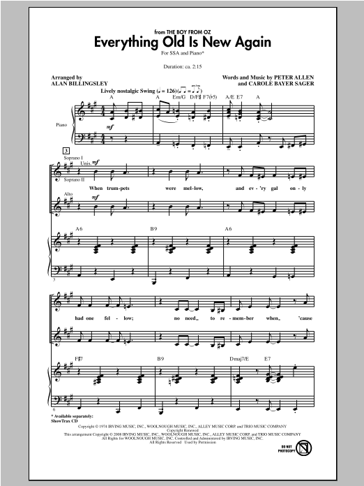 Download Alan Billingsley Everything Old Is New Again Sheet Music and learn how to play SSA PDF digital score in minutes