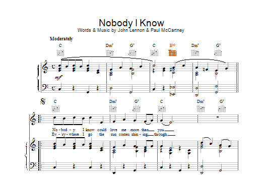 Download The Beatles Nobody I Know Sheet Music and learn how to play Piano, Vocal & Guitar (Right-Hand Melody) PDF digital score in minutes