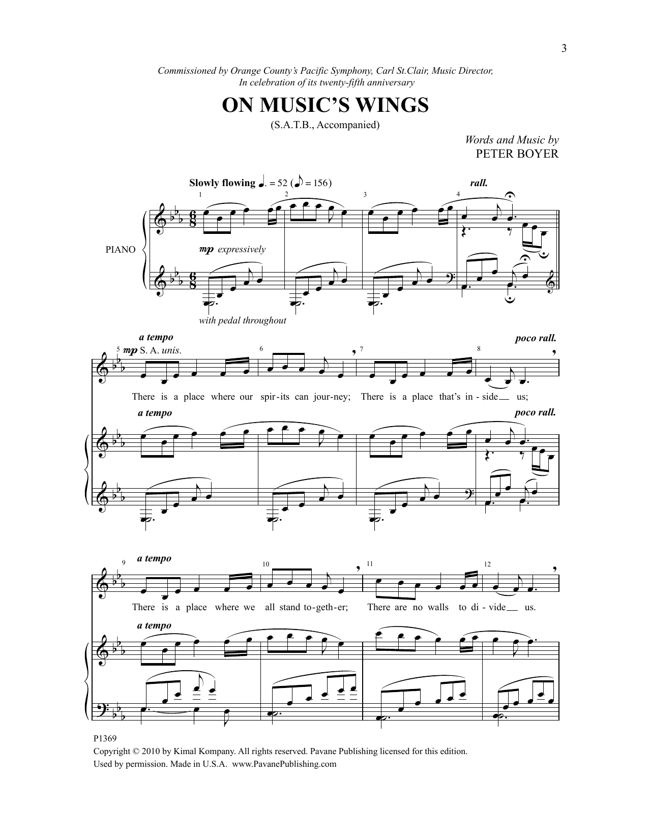 Download Peter Boyer On Music's Wings Sheet Music and learn how to play SATB Choir PDF digital score in minutes