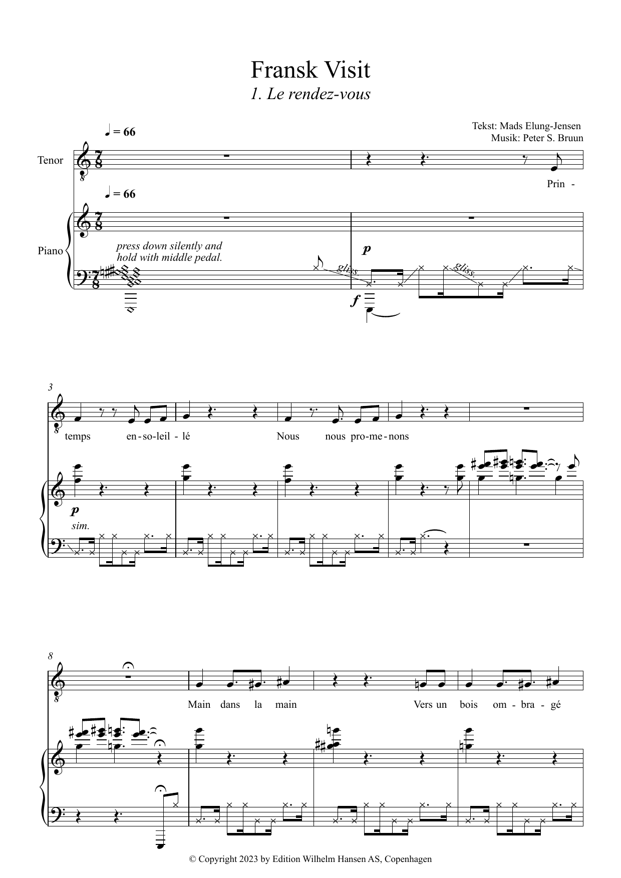Download Peter Bruun Fransk Visit Sheet Music and learn how to play Piano & Vocal PDF digital score in minutes