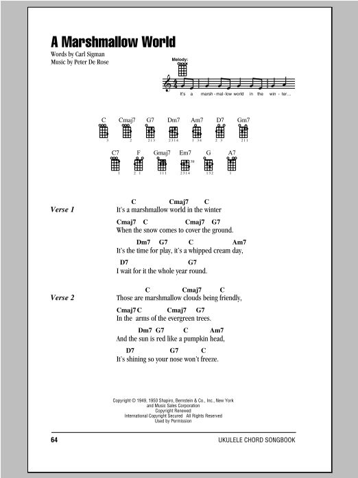 Download Peter De Rose A Marshmallow World Sheet Music and learn how to play 5-Finger Piano PDF digital score in minutes