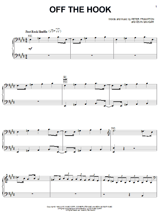 Download Peter Frampton Off The Hook Sheet Music and learn how to play Piano, Vocal & Guitar (Right-Hand Melody) PDF digital score in minutes