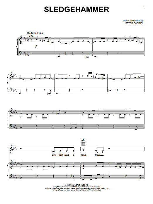 Download Peter Gabriel Sledgehammer Sheet Music and learn how to play Lyrics & Chords PDF digital score in minutes
