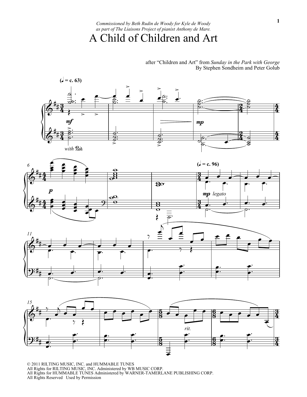 Download Stephen Sondheim A Child Of Children And Art (arr. Peter Golub) Sheet Music and learn how to play Piano PDF digital score in minutes