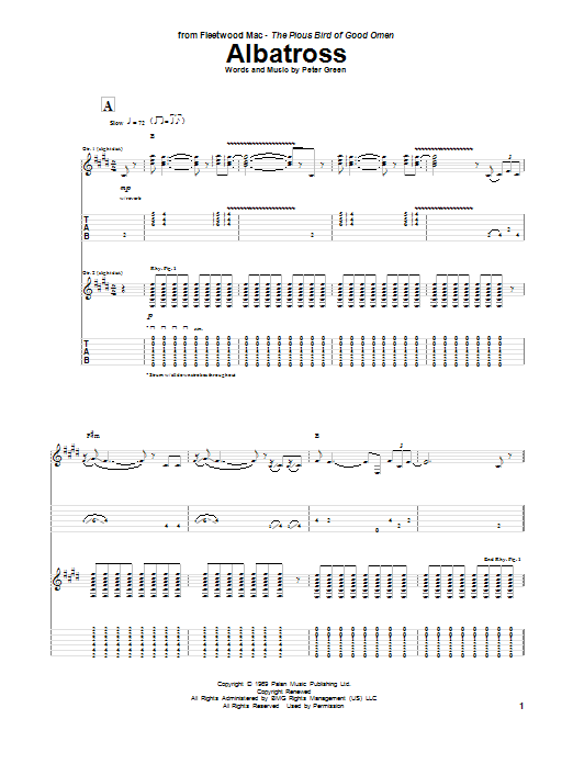 Download Peter Green Albatross Sheet Music and learn how to play Guitar Tab PDF digital score in minutes