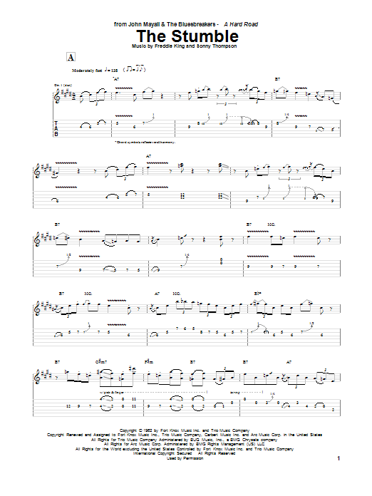 Download Peter Green The Stumble Sheet Music and learn how to play Guitar Tab PDF digital score in minutes