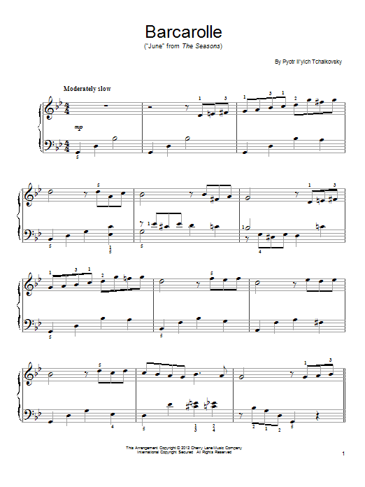 Download Pyotr Ilyich Tchaikovsky Barcarolle In G Minor (