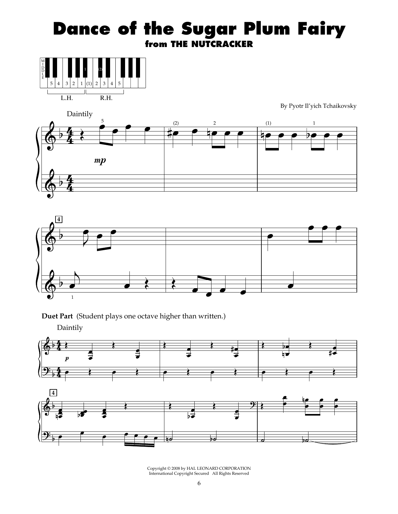 Download Pyotr Il'yich Tchaikovsky Dance Of The Sugar Plum Fairy, Op. 71a Sheet Music and learn how to play 5-Finger Piano PDF digital score in minutes