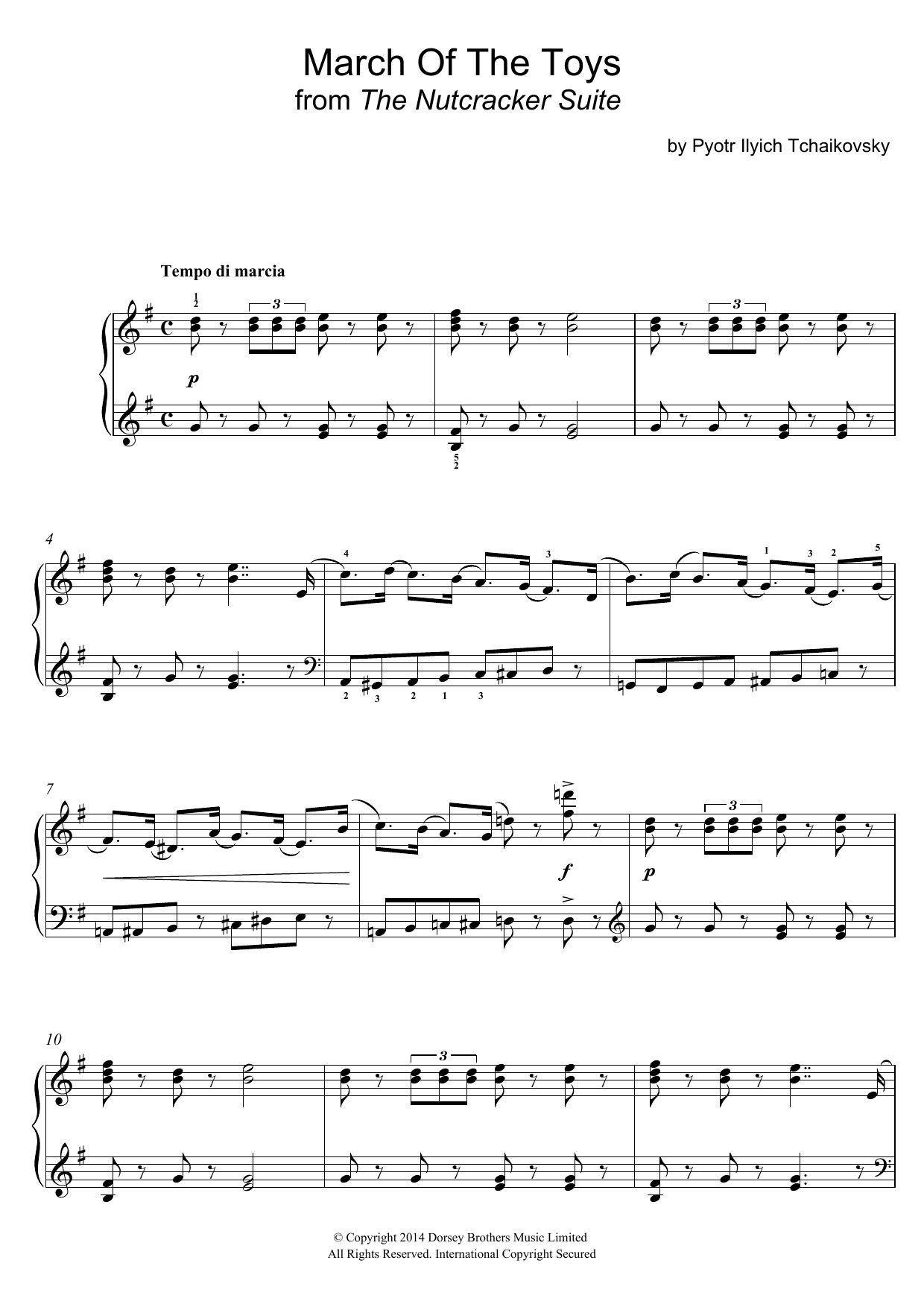 Download Pyotr Ilyich Tchaikovsky March Of The Toys (from The Nutcracker Suite) Sheet Music and learn how to play Easy Piano PDF digital score in minutes