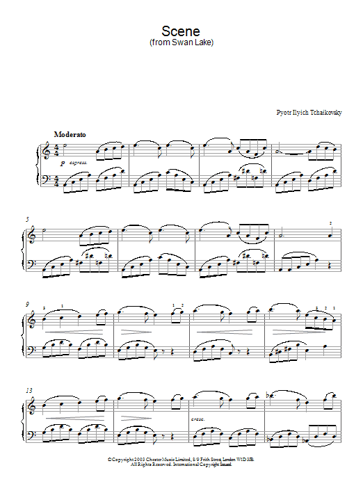 Download Pyotr Ilyich Tchaikovsky Scene from Swan Lake Sheet Music and learn how to play Piano PDF digital score in minutes