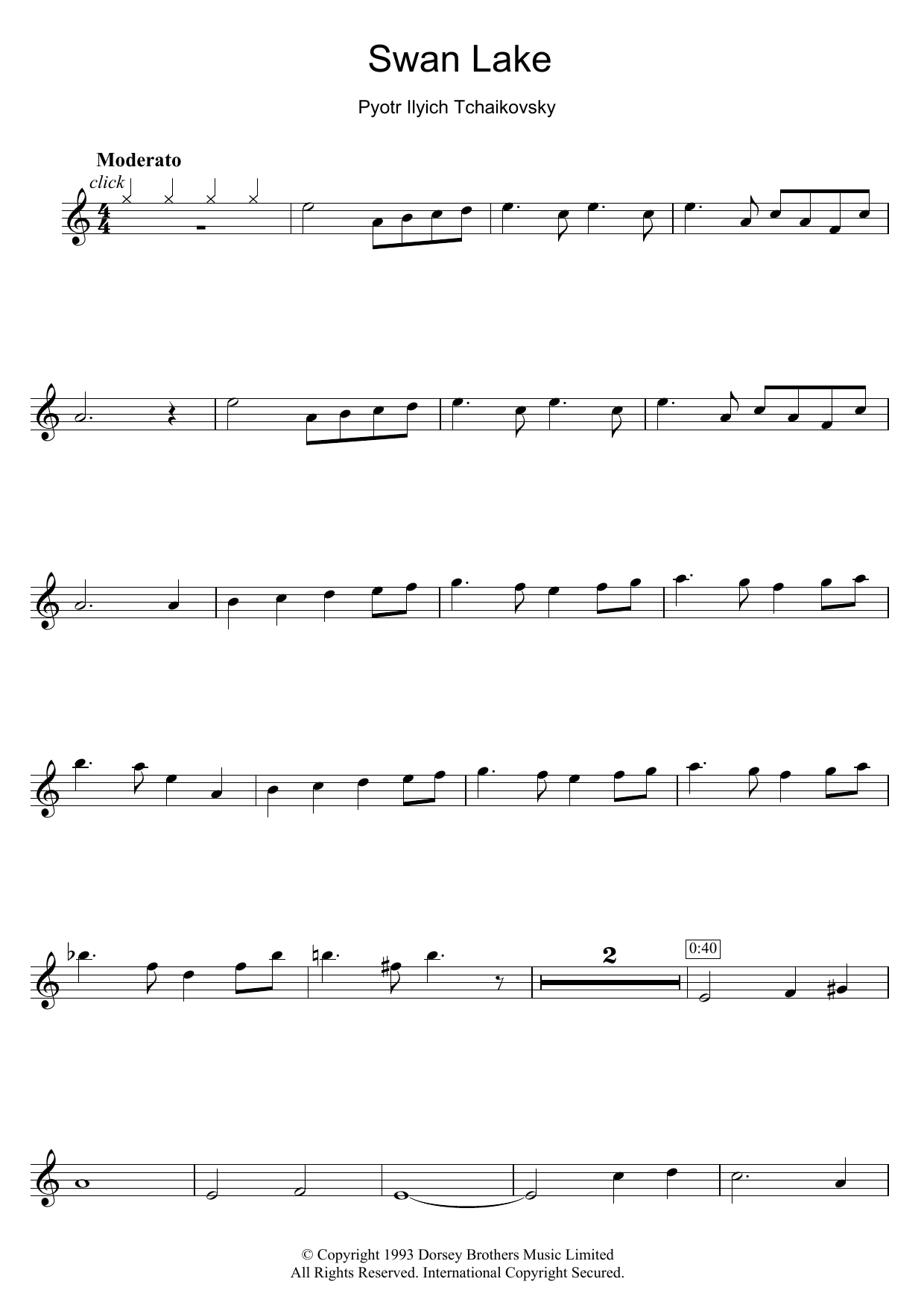 Download Pyotr Ilyich Tchaikovsky Swan Lake Sheet Music and learn how to play Flute PDF digital score in minutes