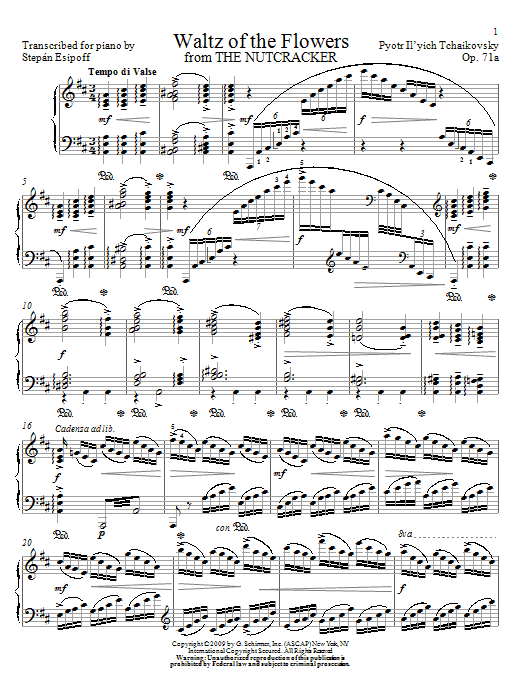 Download Pyotr Ilyich Tchaikovsky Waltz Of The Flowers Sheet Music and learn how to play Piano PDF digital score in minutes